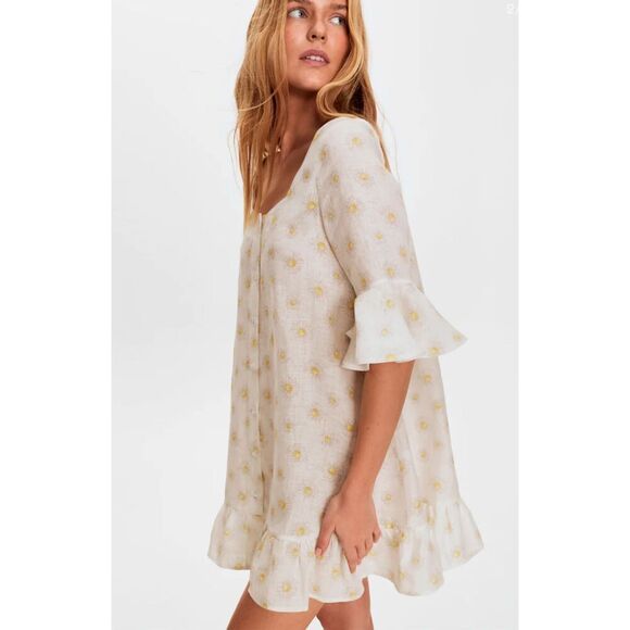 NWT Sleeper Marseille mini dress linen daisy, Large $270 - Picture 3 of 10